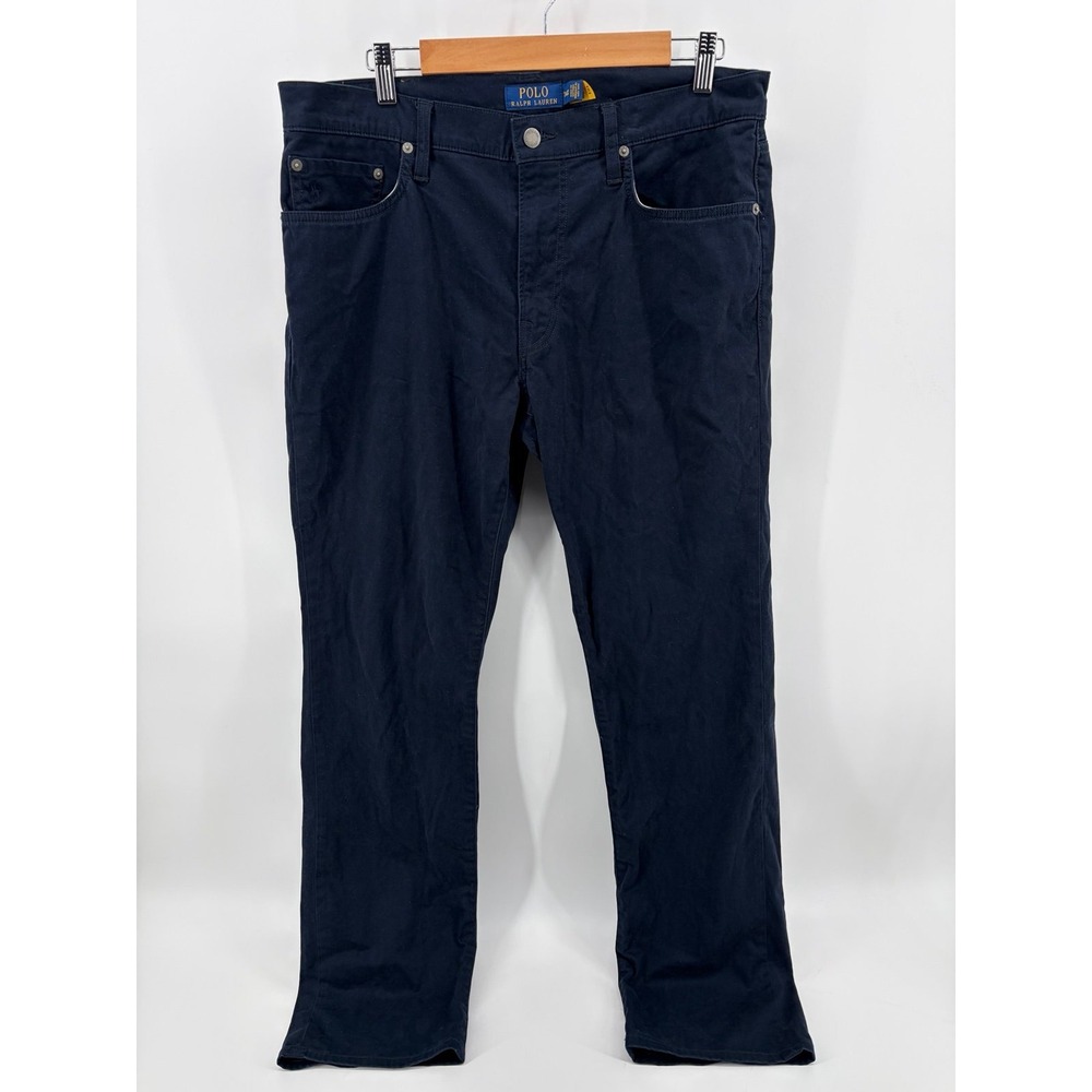 Polo Ralph Lauren Varick Slim Straight Pants, Navy Stretch Chino, Size 34/32